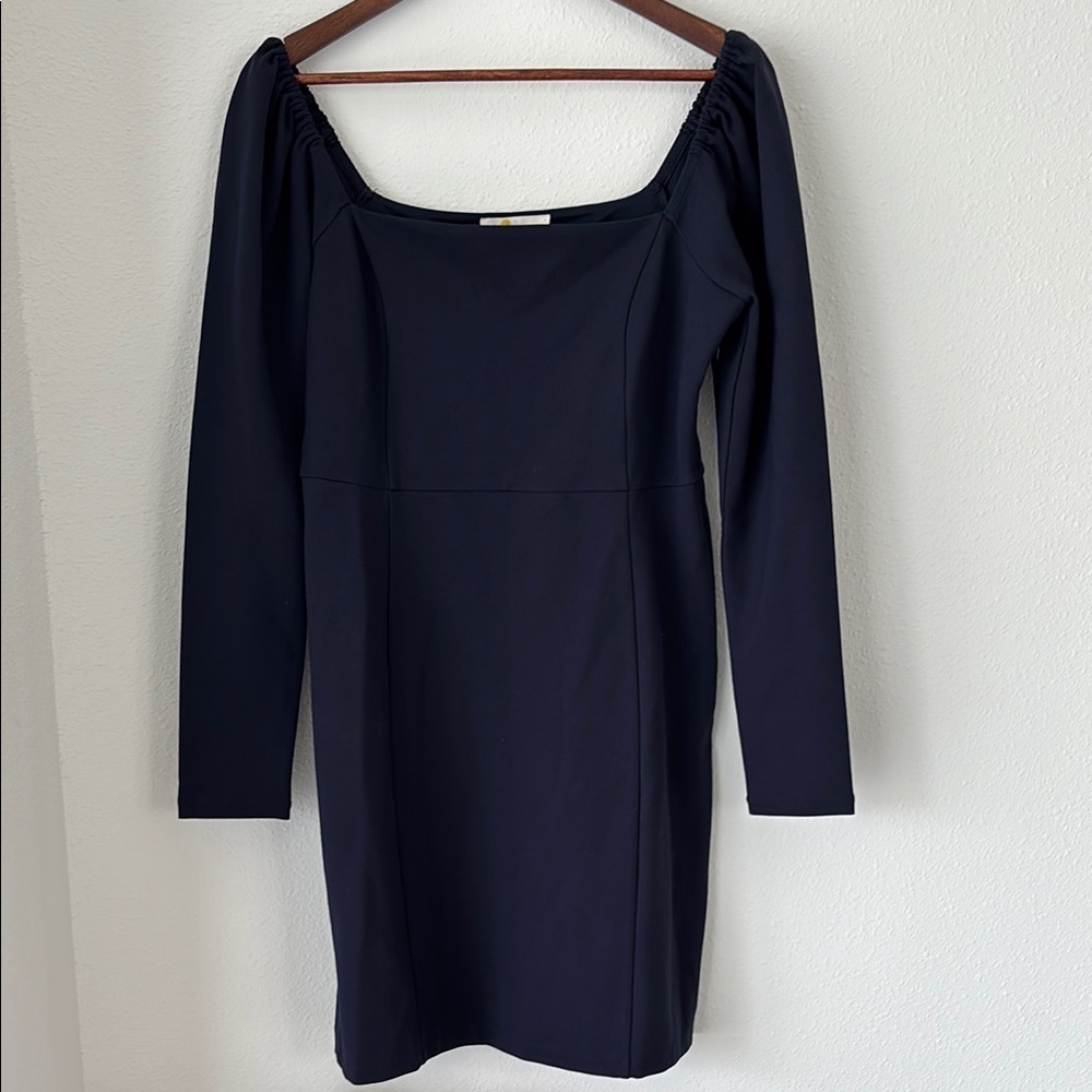 Boden Great British Style Navy Blue Long Sleeve Shift Semi Fitted Jersey Dress